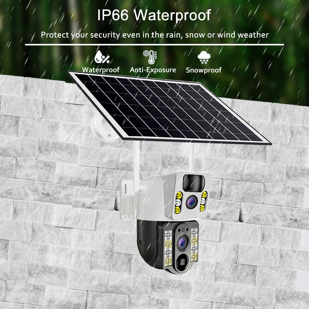 8PM Solar Spy Eye: The 4K Double Trouble Camera That Sees You Before You See It - Waterproof and Ready to Catch Your Neighbors' Shenanigans!