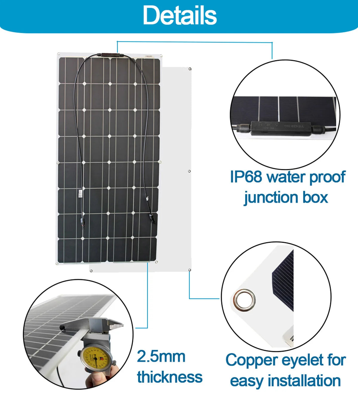 100W Panel Solar 200W 12V Mono Solar Cell Outdoor Flexible Solar Panel Kit for Light Home Lead Acid Battery