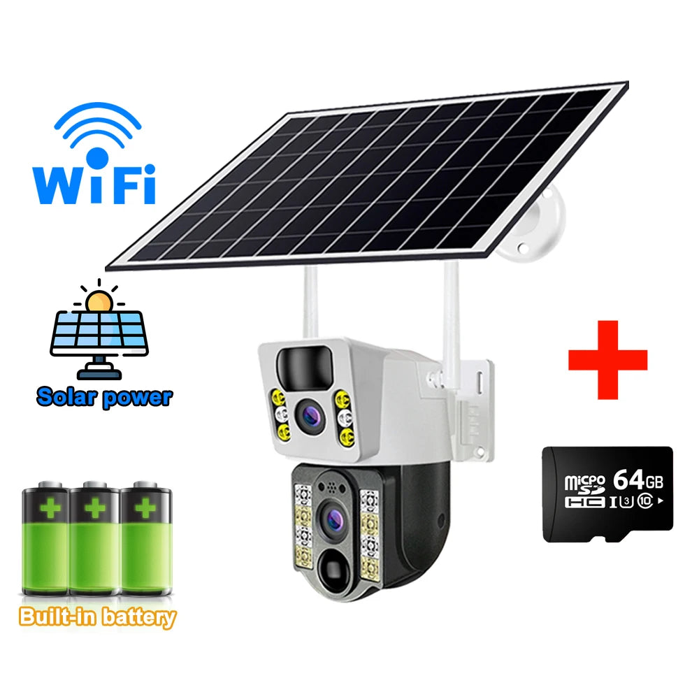8PM Solar Spy Eye: The 4K Double Trouble Camera That Sees You Before You See It - Waterproof and Ready to Catch Your Neighbors' Shenanigans!