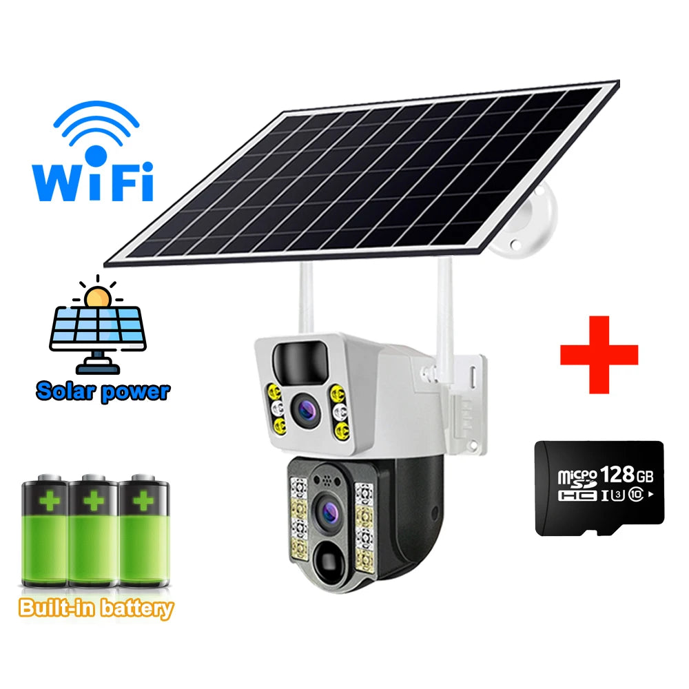 8PM Solar Spy Eye: The 4K Double Trouble Camera That Sees You Before You See It - Waterproof and Ready to Catch Your Neighbors' Shenanigans!
