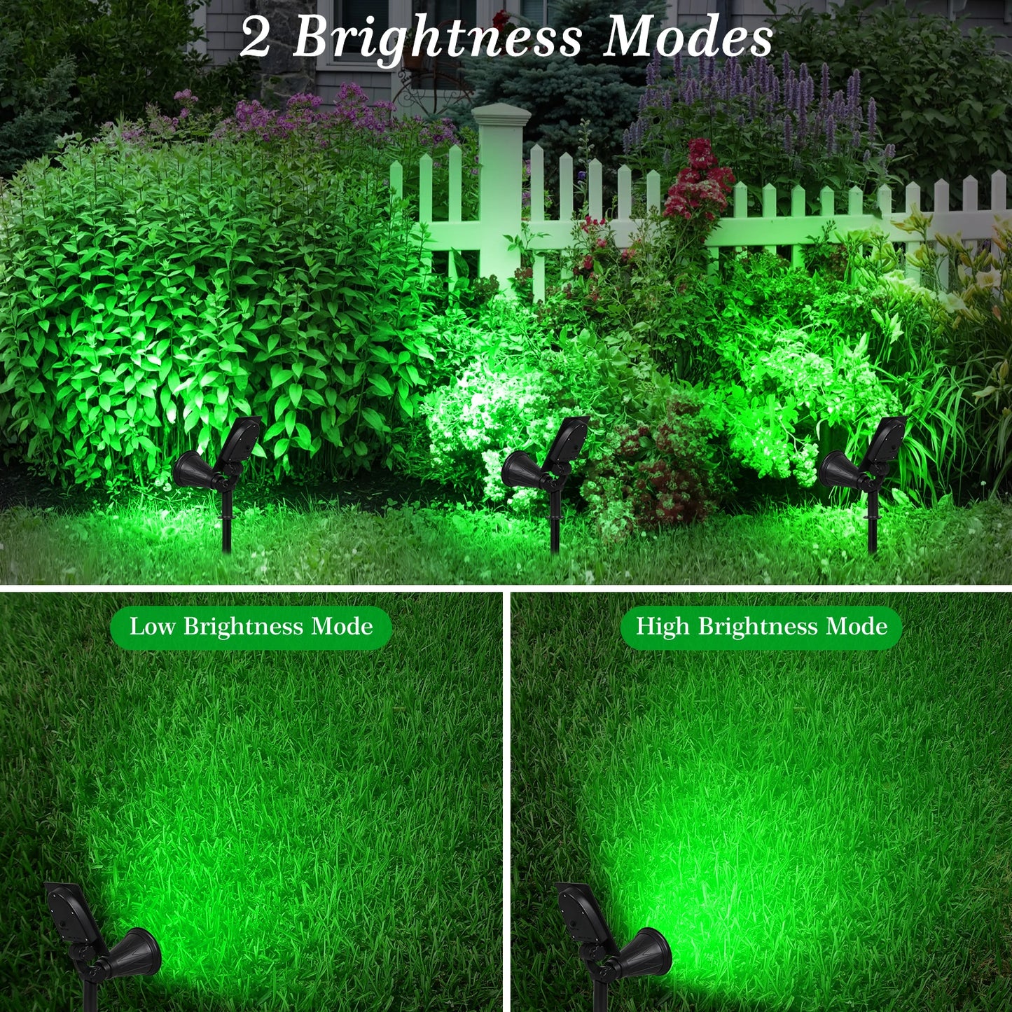 T-SUN 1/2 Packs Green Led Solar Lights Solar Spotlight Waterproof Solar Wall Light Solar Garden Light Solar Lamp Outdoot