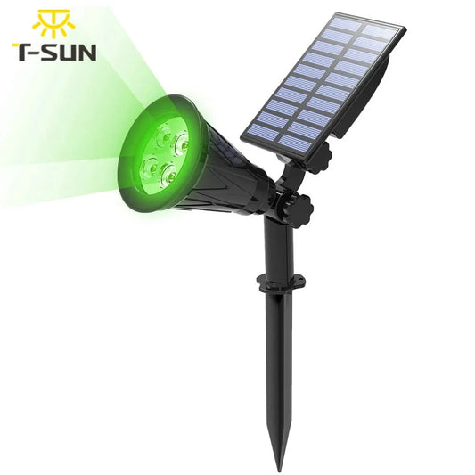 T-SUN 1/2 Packs Green Led Solar Lights Solar Spotlight Waterproof Solar Wall Light Solar Garden Light Solar Lamp Outdoot
