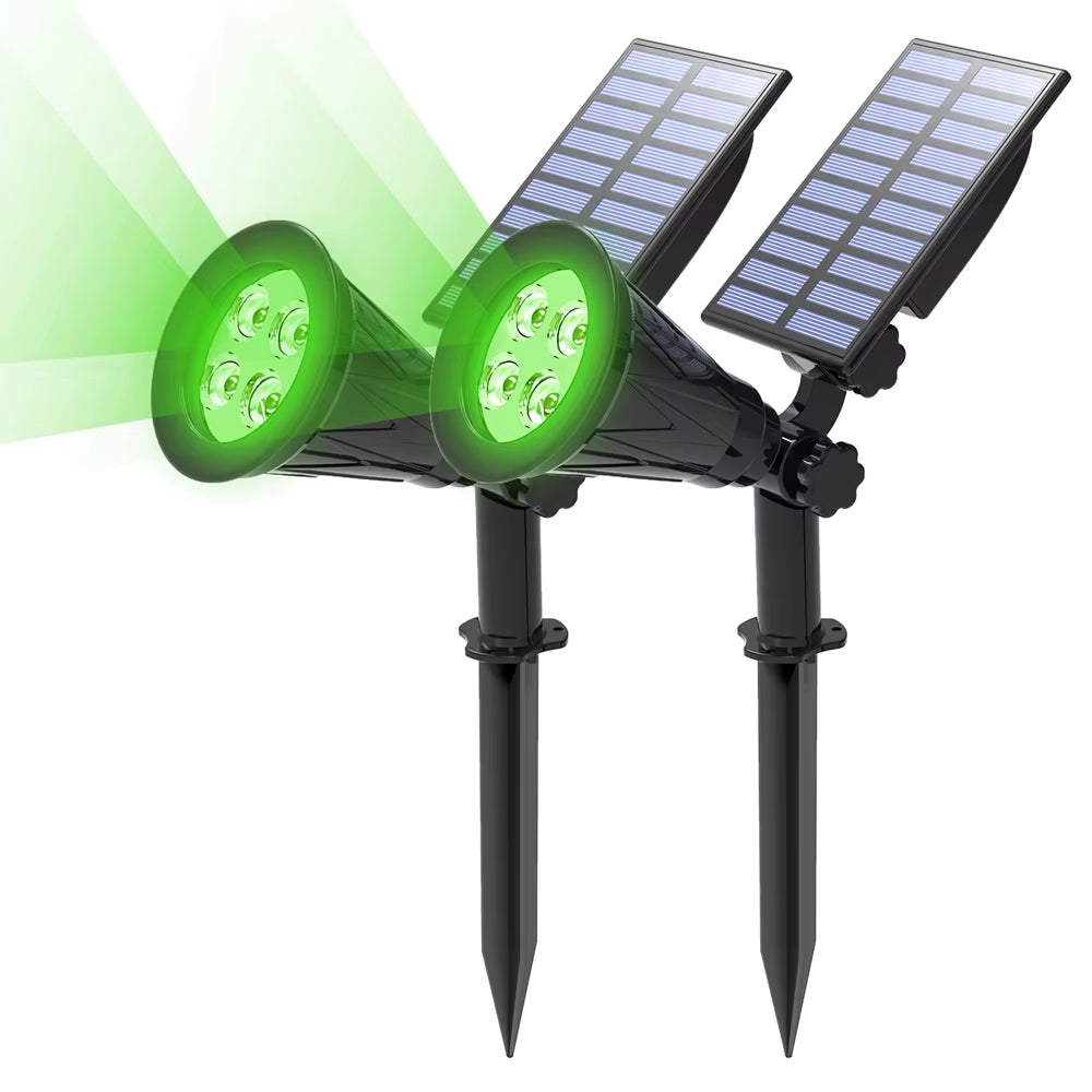 T-SUN 1/2 Packs Green Led Solar Lights Solar Spotlight Waterproof Solar Wall Light Solar Garden Light Solar Lamp Outdoot