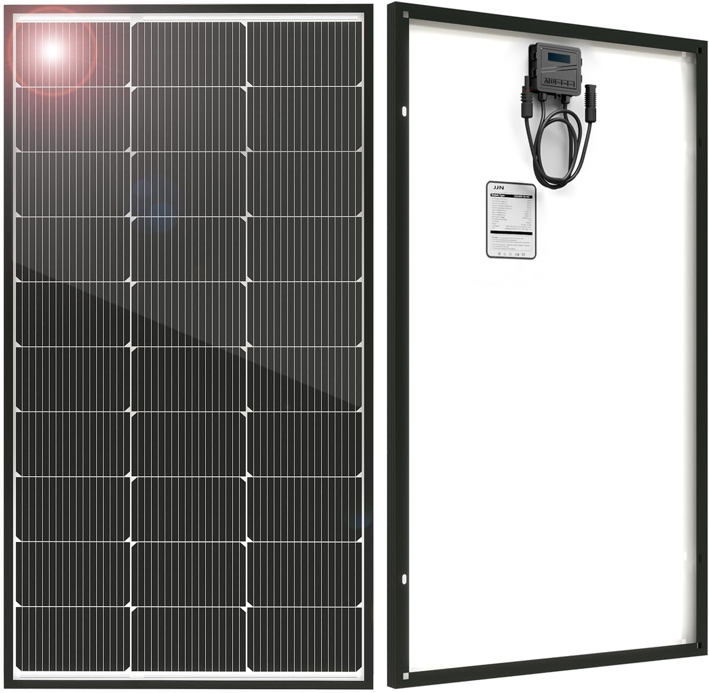 100 Watt Solar Panel, N-Type 16BB High Efficiency 12 Volt Solar Panels, 25% High Coversion Rate Solar Module PV Charge for Boat Rooftop Caravan and Other Off-Grid System